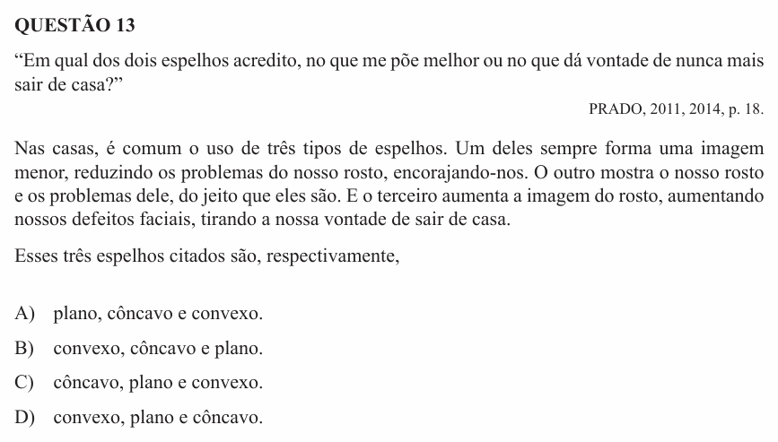 Enunciado da questão 13 de Física do UEMG 2015 (2º semestre)