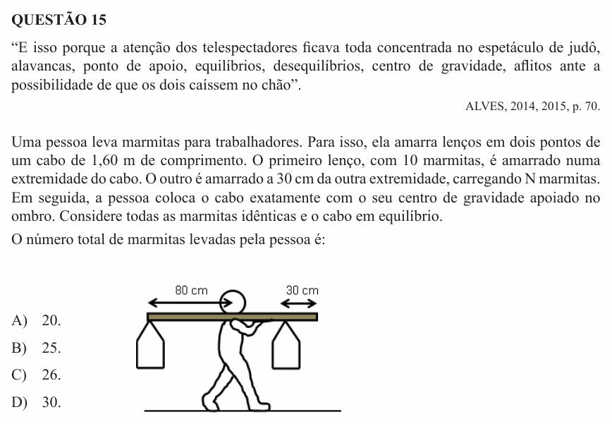 Enunciado da questão 15 de Física do UEMG 2015 (2º semestre)