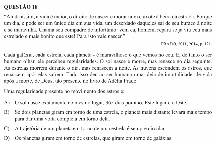 Enunciado da questão 18 de Física do UEMG 2015 (2º semestre)