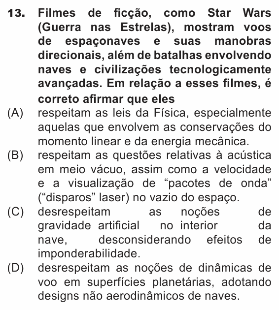 Enunciado da questão 13 de Física do UEMG 2018