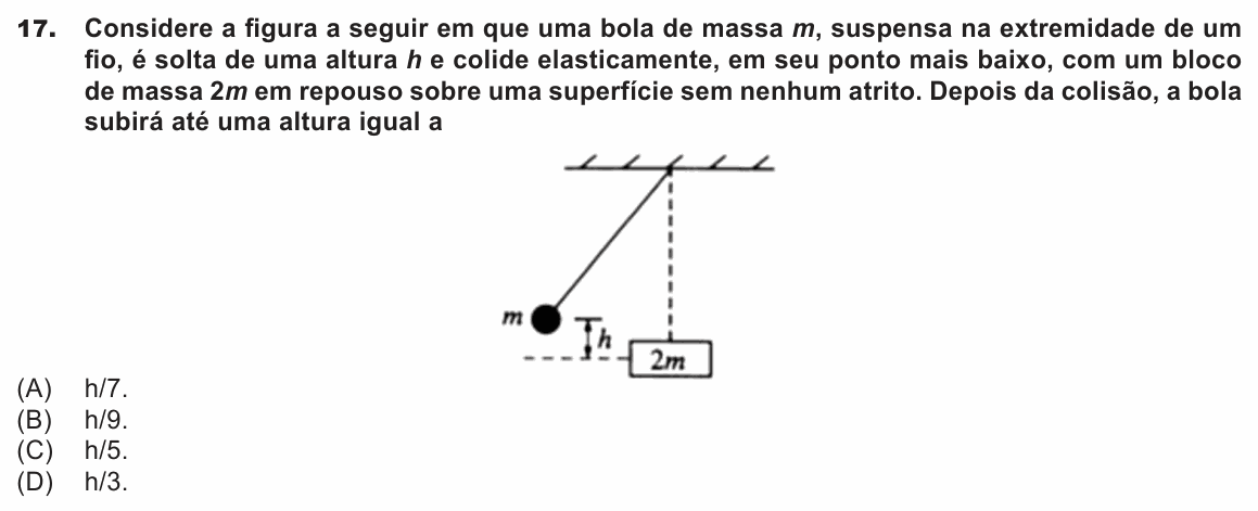 Enunciado da questão 17 de Física do UEMG 2018