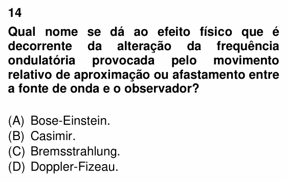 Enunciado da questão 14 de Física do UEMG 2022