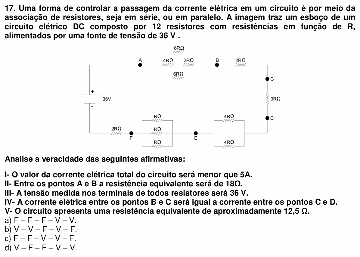 Enunciado da questão 17 de Física do UEMG 2023