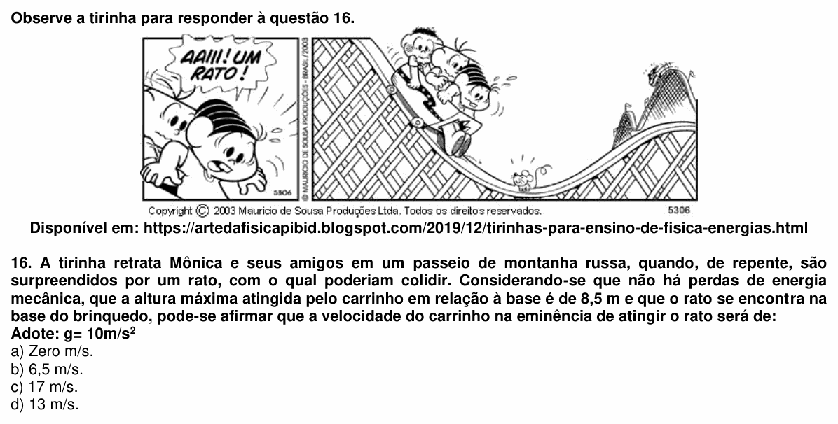 Enunciado da questão 16 de Física do UEMG 2024