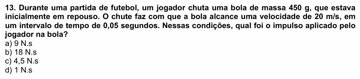 Enunciado da questão 13 de Física do UEMG 2025