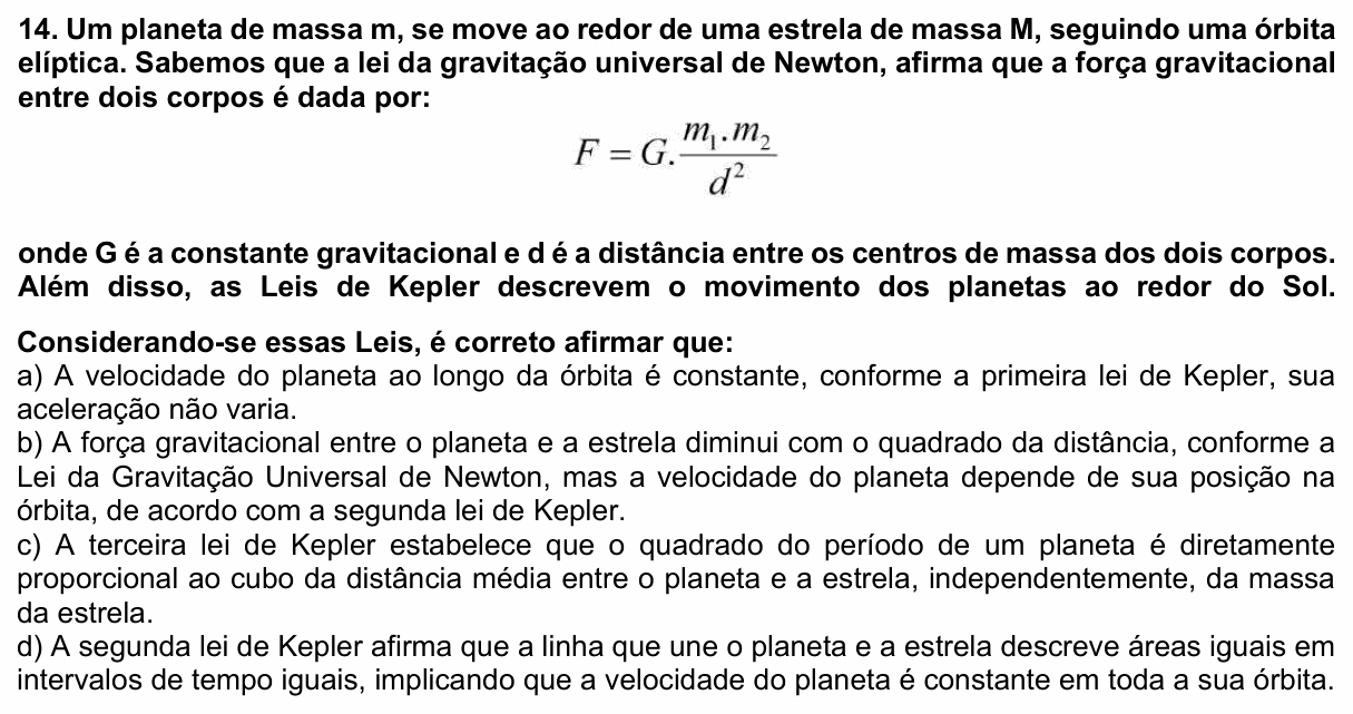 Enunciado da questão 14 de Física do UEMG 2025