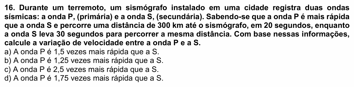 Enunciado da questão 16 de Física do UEMG 2025