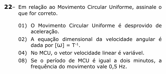 Enunciado da questão 22 de Física do UEPG 2021 (PSS I)
