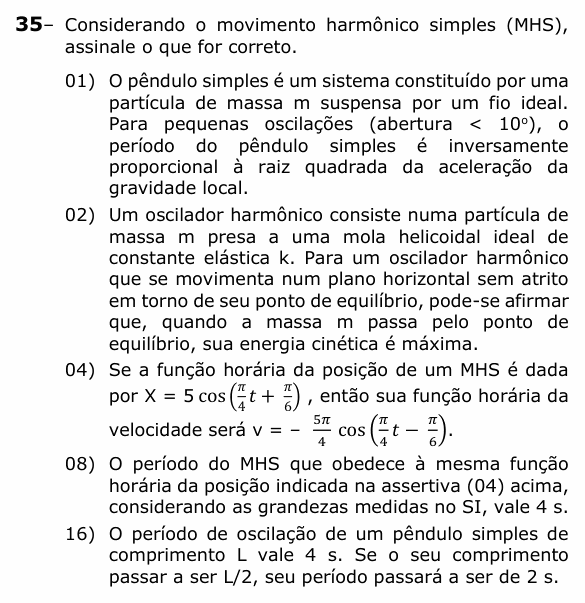 Enunciado da questão 35 de Física do UEPG 2022 (Vocacionada)