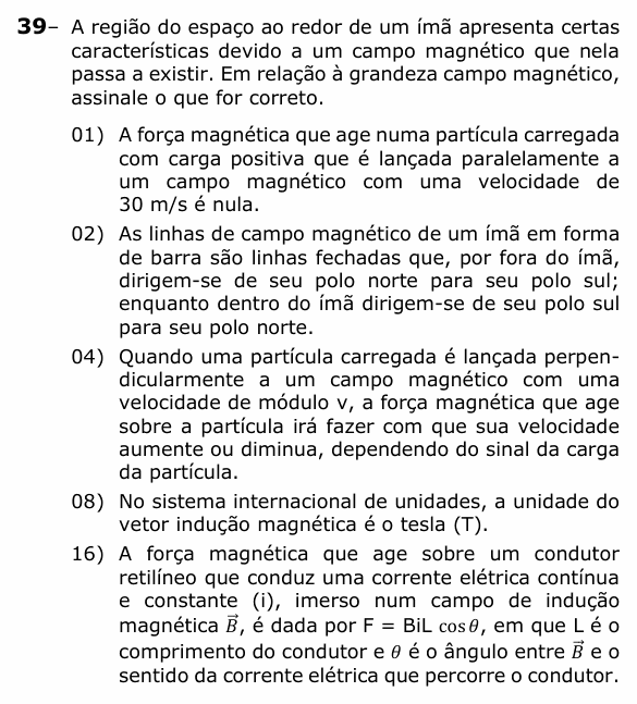 Enunciado da questão 39 de Física do UEPG 2022 (Vocacionada)