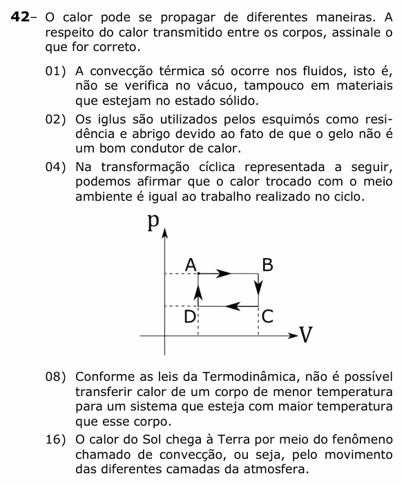 Enunciado da questão 42 de Física do UEPG 2022 (Vocacionada)