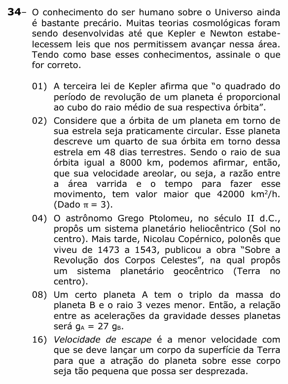 Enunciado da questão 34 de Física do UEPG 2023 (Vocacionada)
