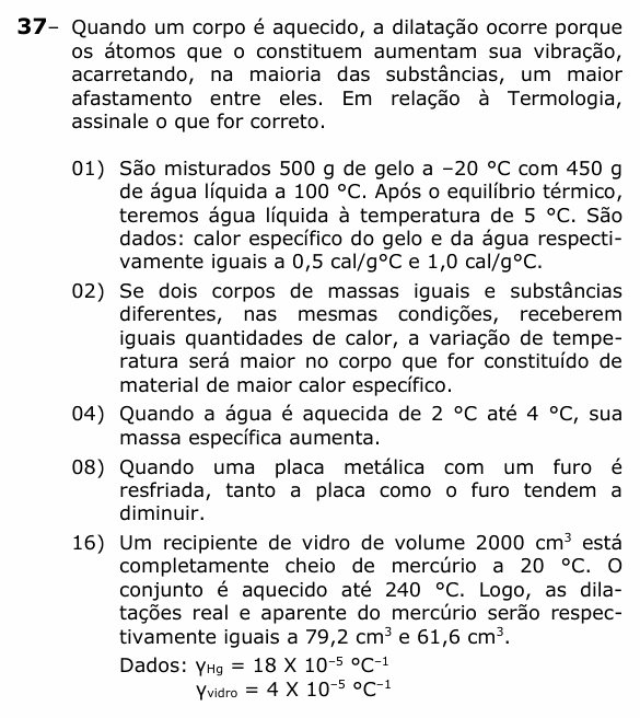 Enunciado da questão 37 de Física do UEPG 2023 (Vocacionada)