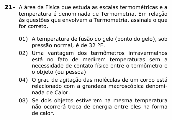Enunciado da questão 21 de Física do UEPG 2023 (EAD, abril)