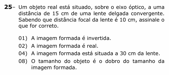 Enunciado da questão 25 de Física do UEPG 2023 (EAD, abril)