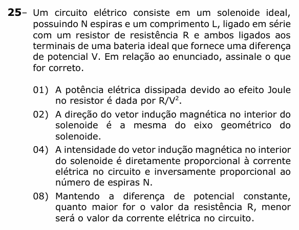 Enunciado da questão 25 de Física do UEPG 2023 (EAD, julho)