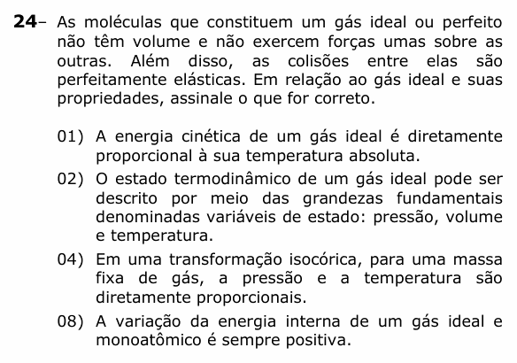 Enunciado da questão 24 de Física do UEPG 2024