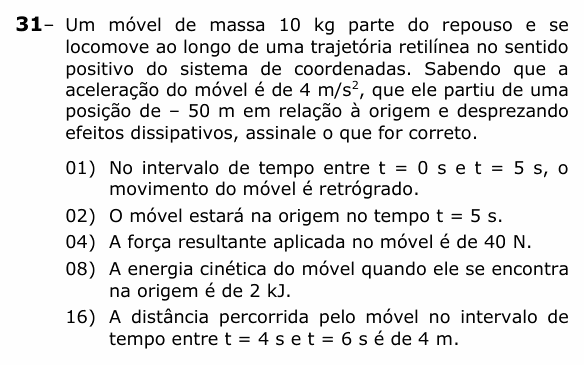 Enunciado da questão 31 de Física do UEPG 2024 (Vocacionada)