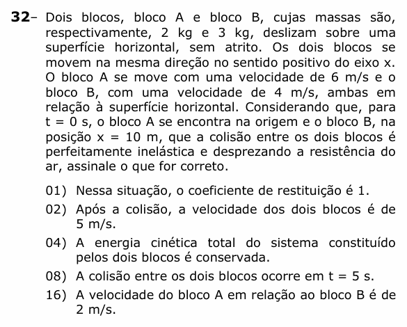 Enunciado da questão 32 de Física do UEPG 2024 (Vocacionada)