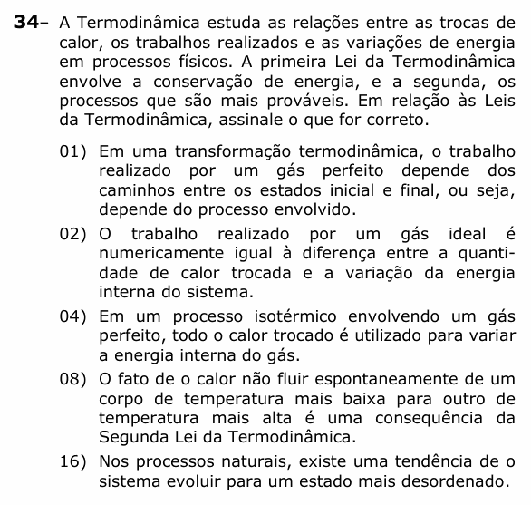 Enunciado da questão 34 de Física do UEPG 2024 (Vocacionada)