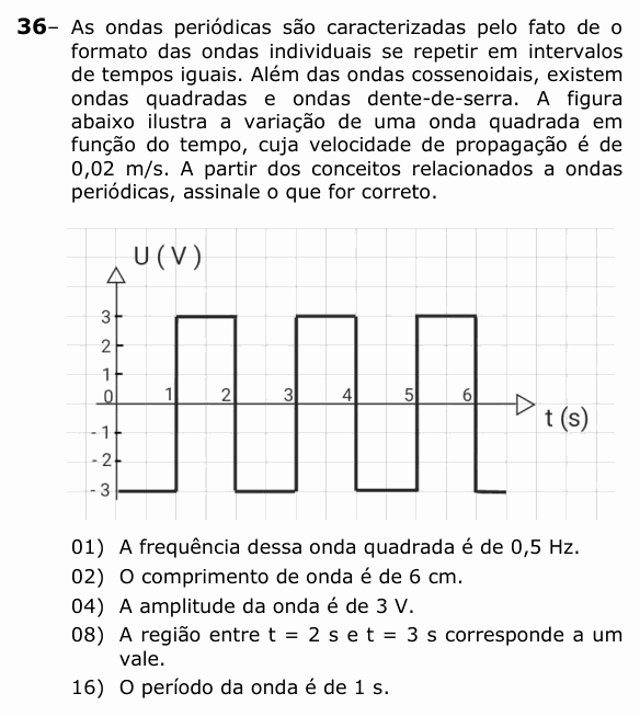 Enunciado da questão 36 de Física do UEPG 2024 (Vocacionada)