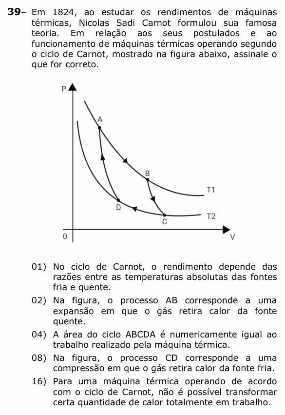 Enunciado da questão 39 de Física do UEPG 2024 (Vocacionada)