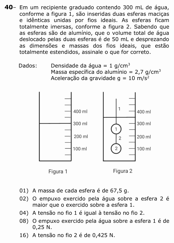 Enunciado da questão 40 de Física do UEPG 2024 (Vocacionada)
