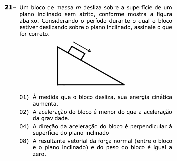 Enunciado da questão 21 de Física do UEPG 2026