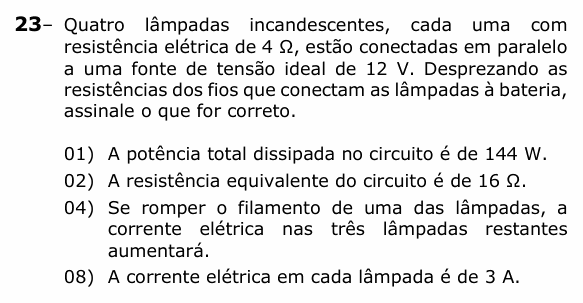 Enunciado da questão 23 de Física do UEPG 2026