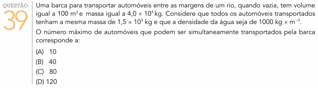 Enunciado da questão 39 de Física do UERJ 2016 (1º Exame de Qualificação)