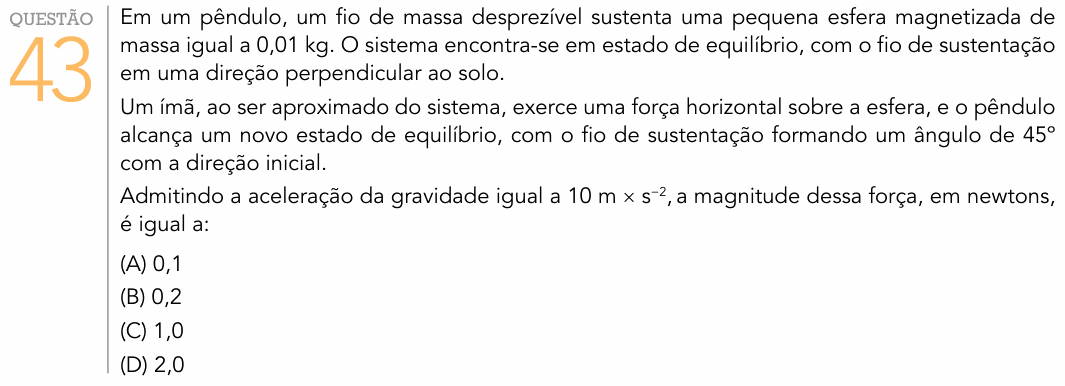 Enunciado da questão 43 de Física do UERJ 2016 (1º Exame de Qualificação)