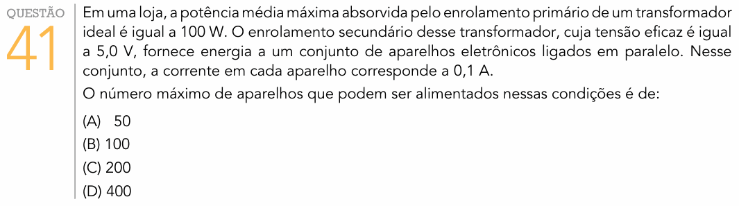 Enunciado da questão 41 de Física do UERJ 2016 (2º Exame de Qualificação)