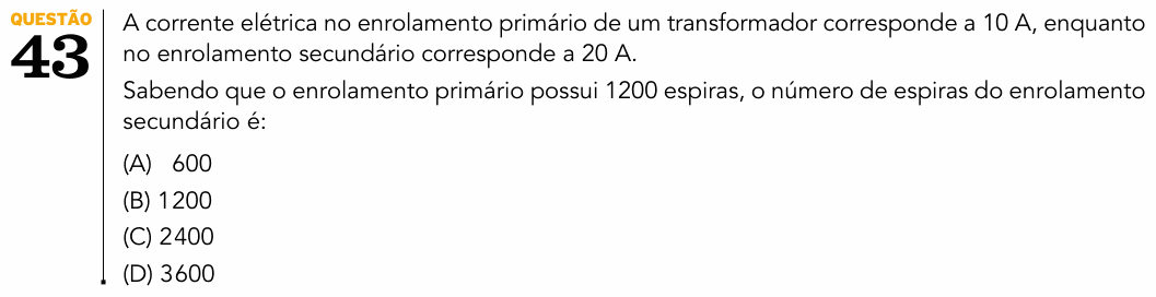 Enunciado da questão 43 de Física do UERJ 2018 (1º Exame de Qualificação)