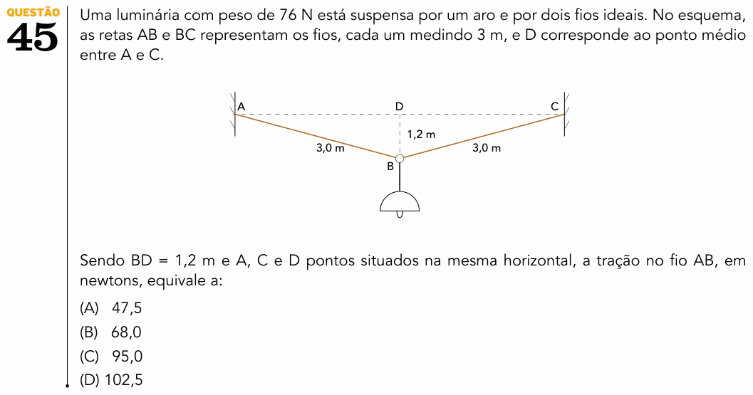 Enunciado da questão 45 de Física do UERJ 2018 (2º Exame de Qualificação)