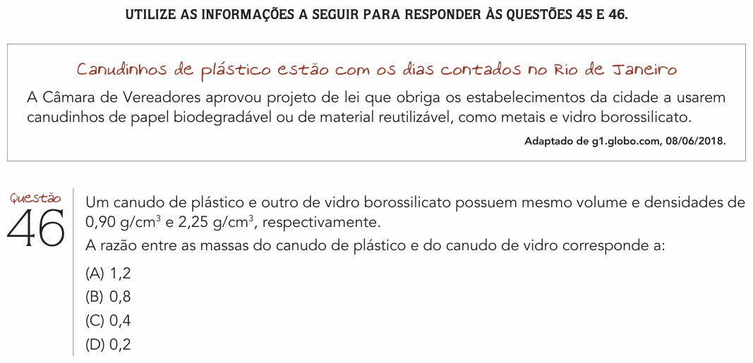 Enunciado da questão 46 de Física do UERJ 2019 (2º Exame de Qualificação)