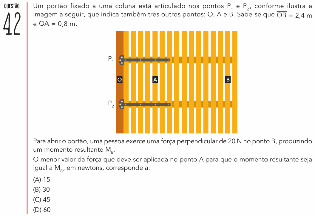 Enunciado da questão 42 de Física do UERJ 2020 (1º Exame de Qualificação)