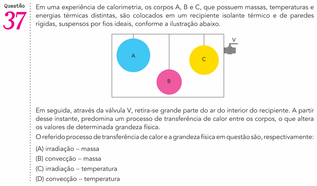 Enunciado da questão 37 de Física do UERJ 2021 (Exame Único)