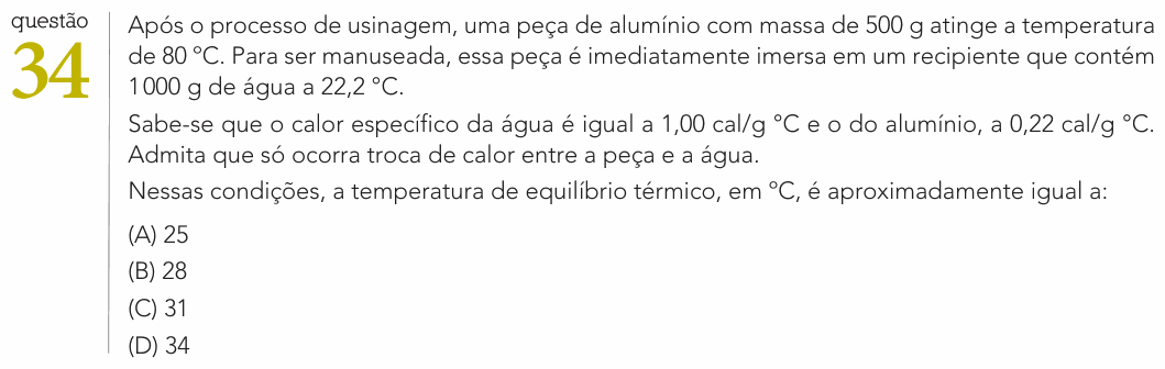 Enunciado da questão 34 de Física do UERJ 2022 (Exame Único)