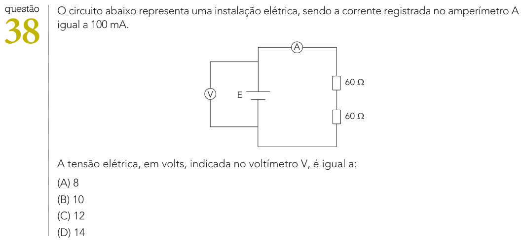 Enunciado da questão 38 de Física do UERJ 2022 (Exame Único)