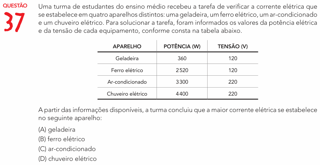 Enunciado da questão 37 de Física do UERJ 2023 (Exame Único)