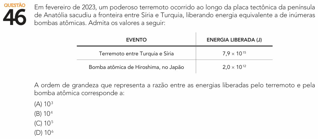 Enunciado da questão 46 de Física do UERJ 2026 (2º Exame de Qualificação)