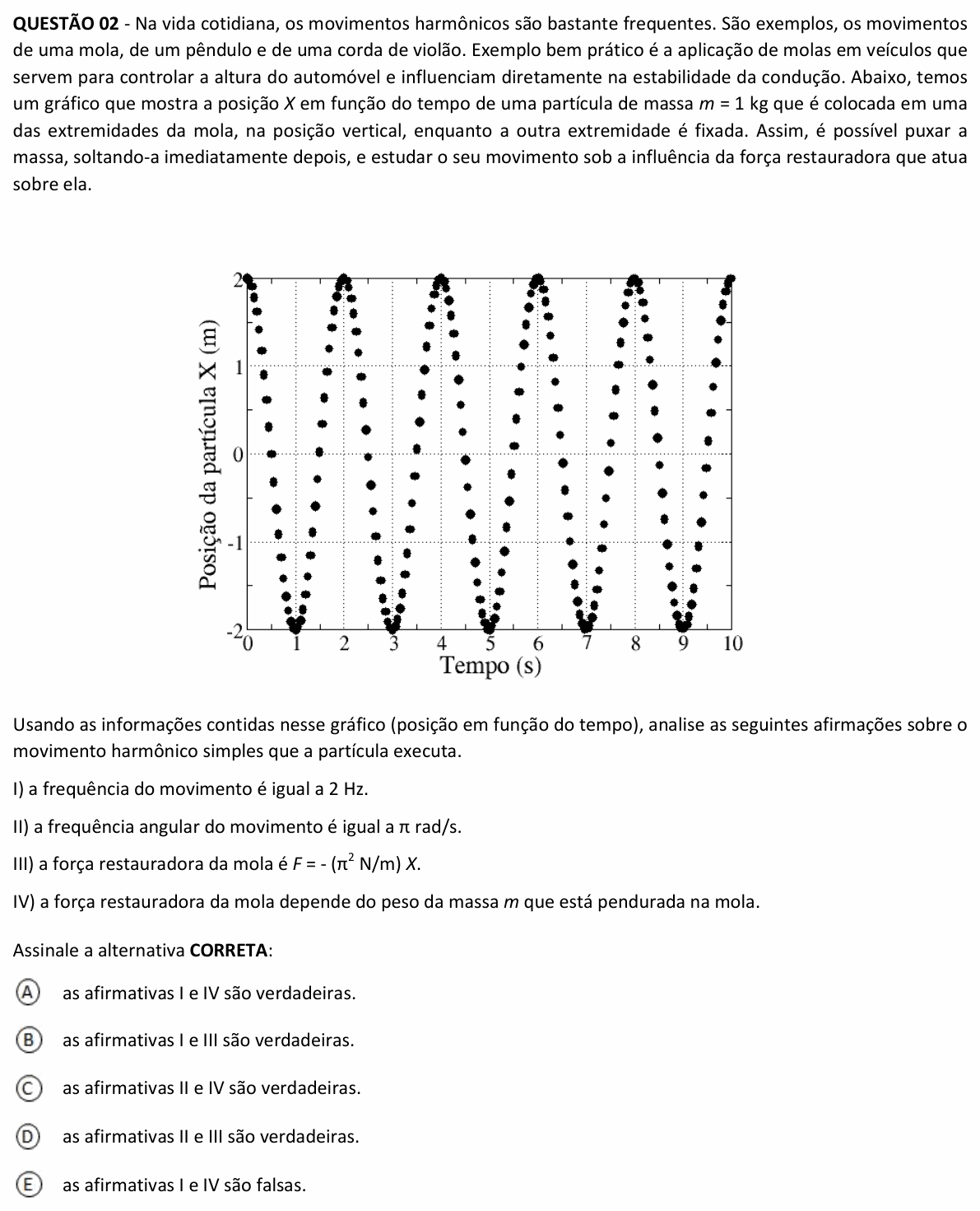 Enunciado da questão 2 de Física do UFJF 2022 (PISM, Módulo III)