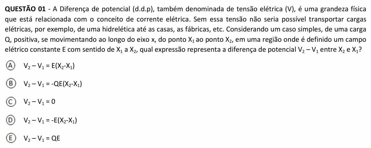 Enunciado da questão 1 de Física do UFJF 2023 (PISM, Módulo III)