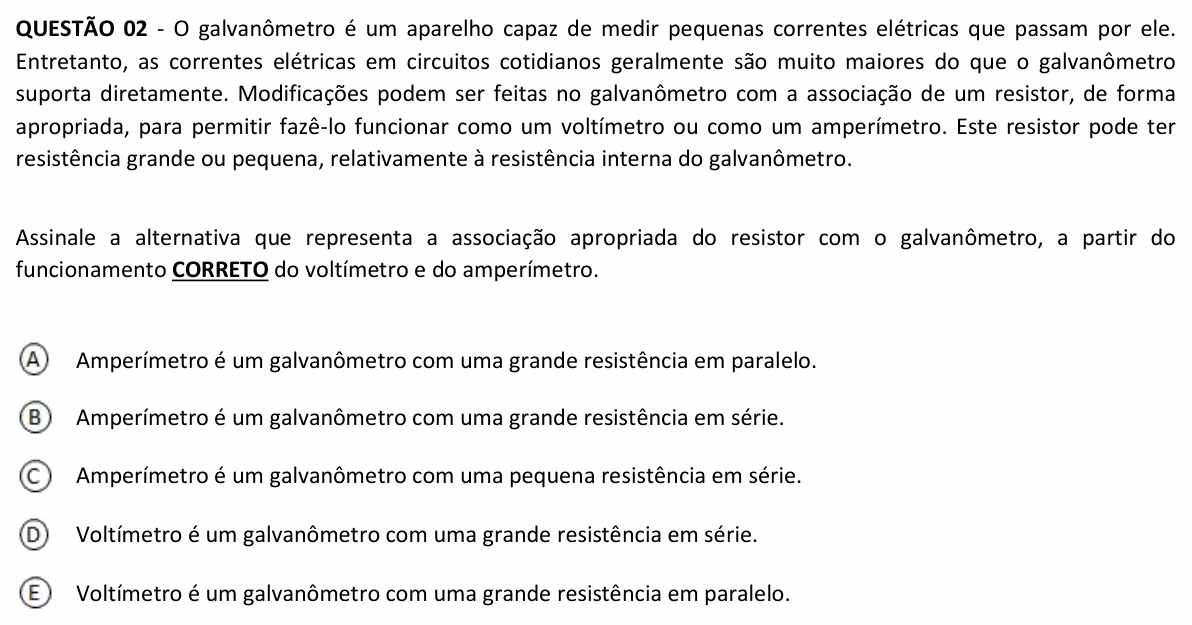 Enunciado da questão 2 de Física do UFJF 2024 (PISM, Módulo III)