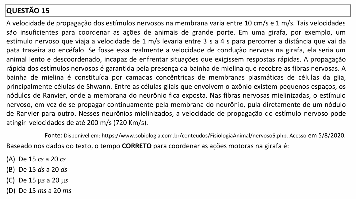 Enunciado da questão 15 de Física do UFLA 2021 (PAS, 2ª etapa)