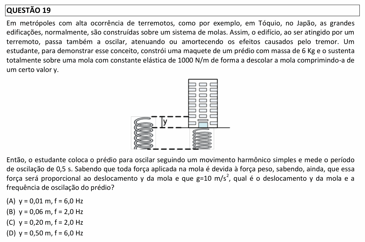 Enunciado da questão 19 de Física do UFLA 2021 (PAS, 2ª etapa)