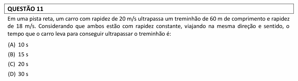 Enunciado da questão 11 de Física do UFLA 2022 (PAS, 1ª etapa, novembro)