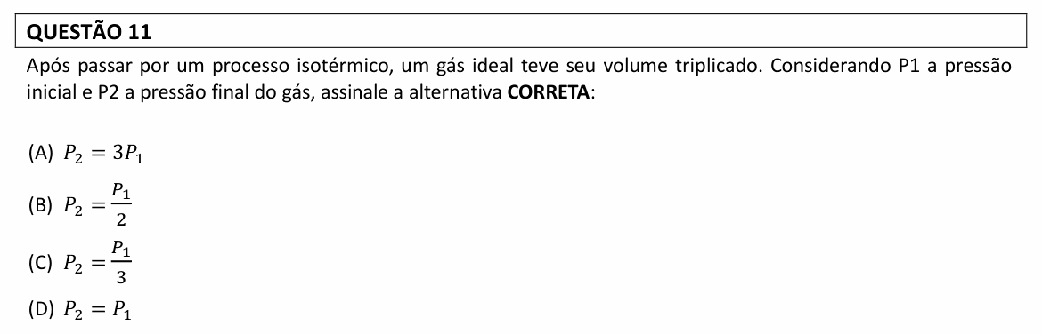 Enunciado da questão 11 de Física do UFLA 2022 (PAS, 2ª etapa)