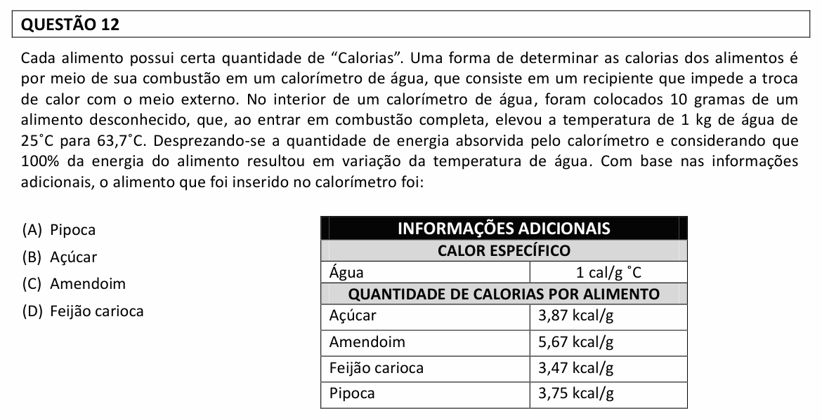 Enunciado da questão 12 de Física do UFLA 2022 (PAS, 2ª etapa)