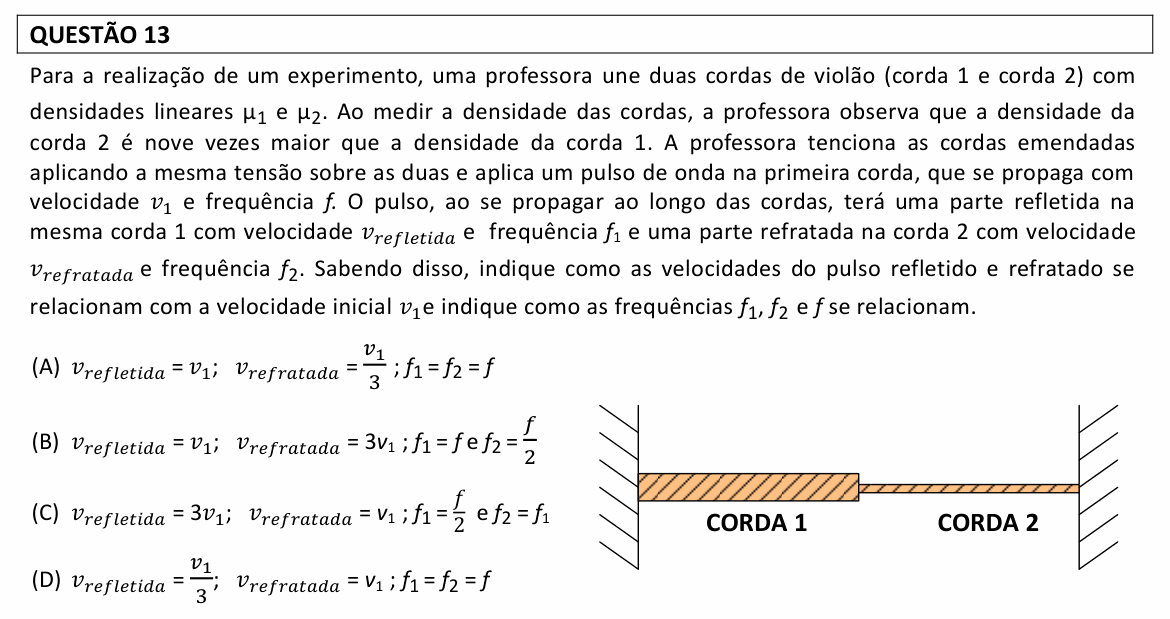 Enunciado da questão 13 de Física do UFLA 2022 (PAS, 2ª etapa)